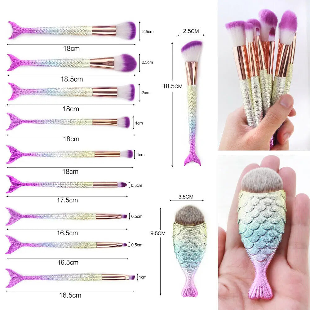 Makeup Pro 11PCS Mermaid Brush Tools